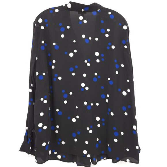 Talbots shall collar V-neck blouse Plus Size 2X black polka dot popover - Picture 9 of 9